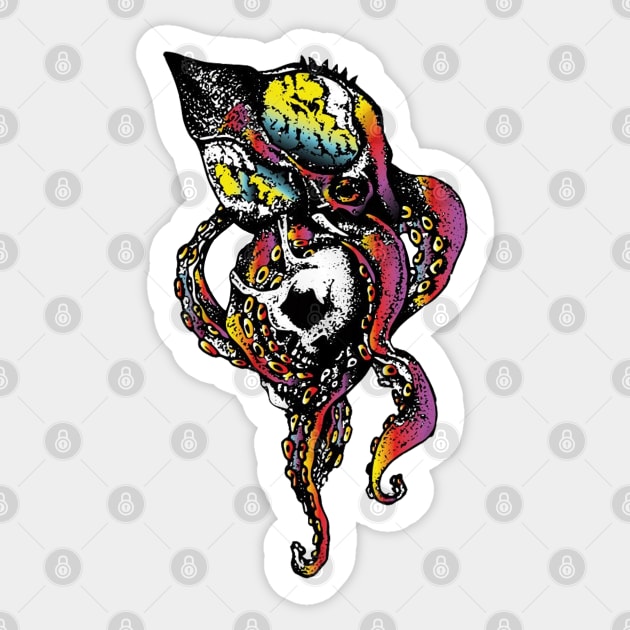 octopus with a skull Sticker by BSKR